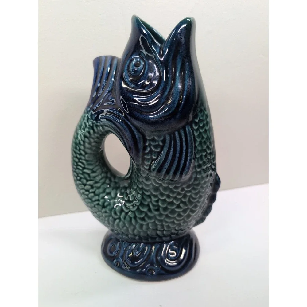 Vintage( Suspected )Olfaire Fish Shaped Gurgle Jug Pitcher Ceramic - Picture 2 of 8